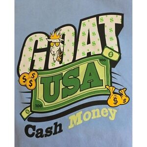 Goat USA Hoodie Men's LIGHT BLUE Pullover Embroidered Logo Sweatshirt X-Small $$